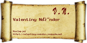Valentiny Nándor névjegykártya